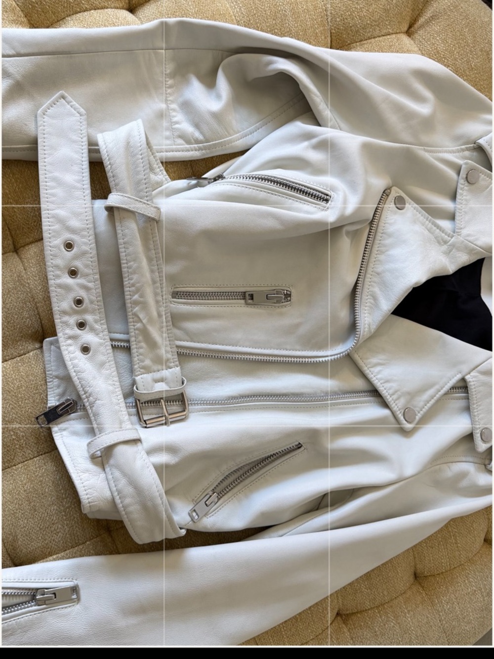 Ladies Cream Leather MotoJacket
